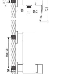 Ginko - Nástěnná sprchová baterie, chrom
