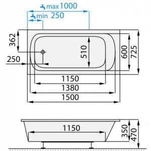 One - Vana nízká 1500x725mm