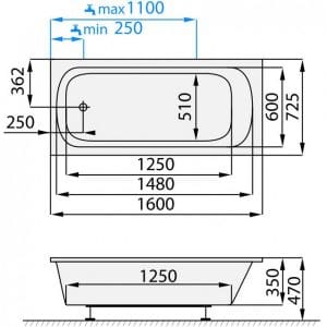 One - Vana nízká 1600x725mm