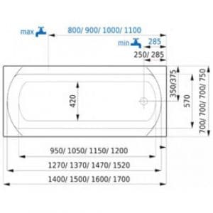 Spring - Vana obdélníková 1500x700mm