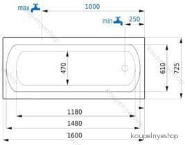 Smart - Vana obdélníková 1700x725mm
