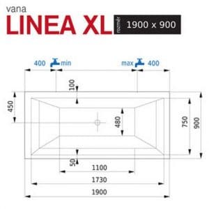Linea XL - Vana obdélníková 1900x900mm
