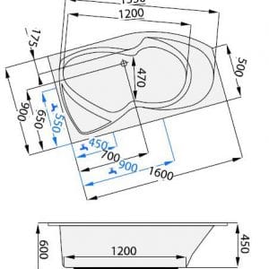 Fontana - Vana asymetrická 1600x900mm