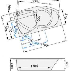 Fontana - Vana asymetrická 1700x950mm