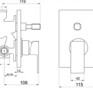 Nobless Edge - Vanová, sprchová baterie s přepínačem, chrom