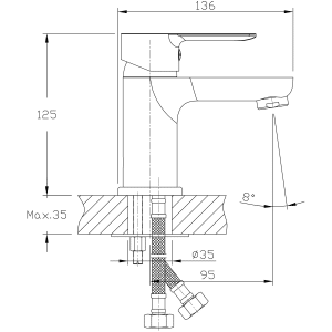 BARON stojánková umyvadlová baterie, bez výpusti, chrom