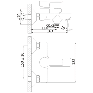 BARON nástěnná vanová baterie, rozteč 150mm, chrom (otočný přepínač)