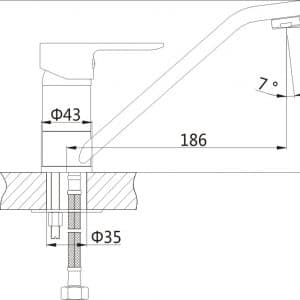 BARON stojánková umyvadlová baterie bez výpusti, otočné ramínko, chrom